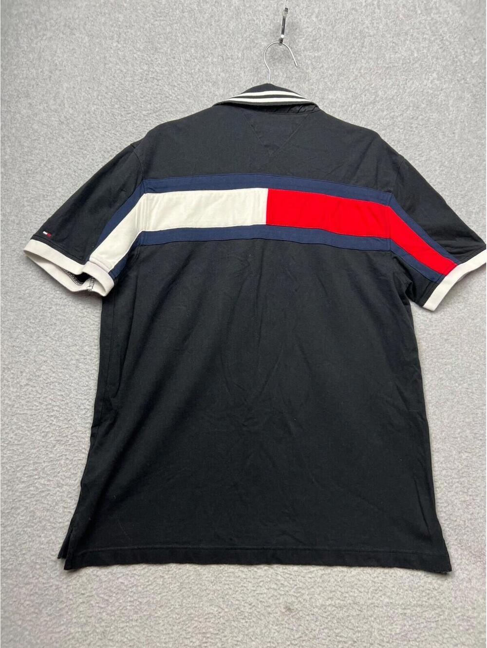 Vintage 90s Y2k Tommy Hilfiger H85 Polo Shirt Mens XL Short Sleeve Black